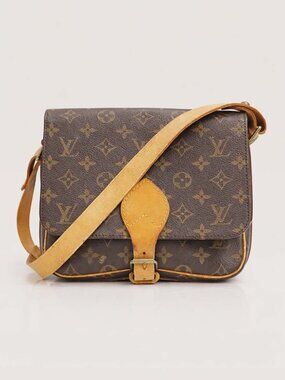 Authentic Louis Vuitton Cartouchiere MM Crossbody Bag Monogram Canvas Vintage